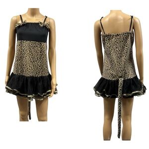 Leopard Print Mini Dress Detachable Tail Halloween Costume Cosplay Womens Medium